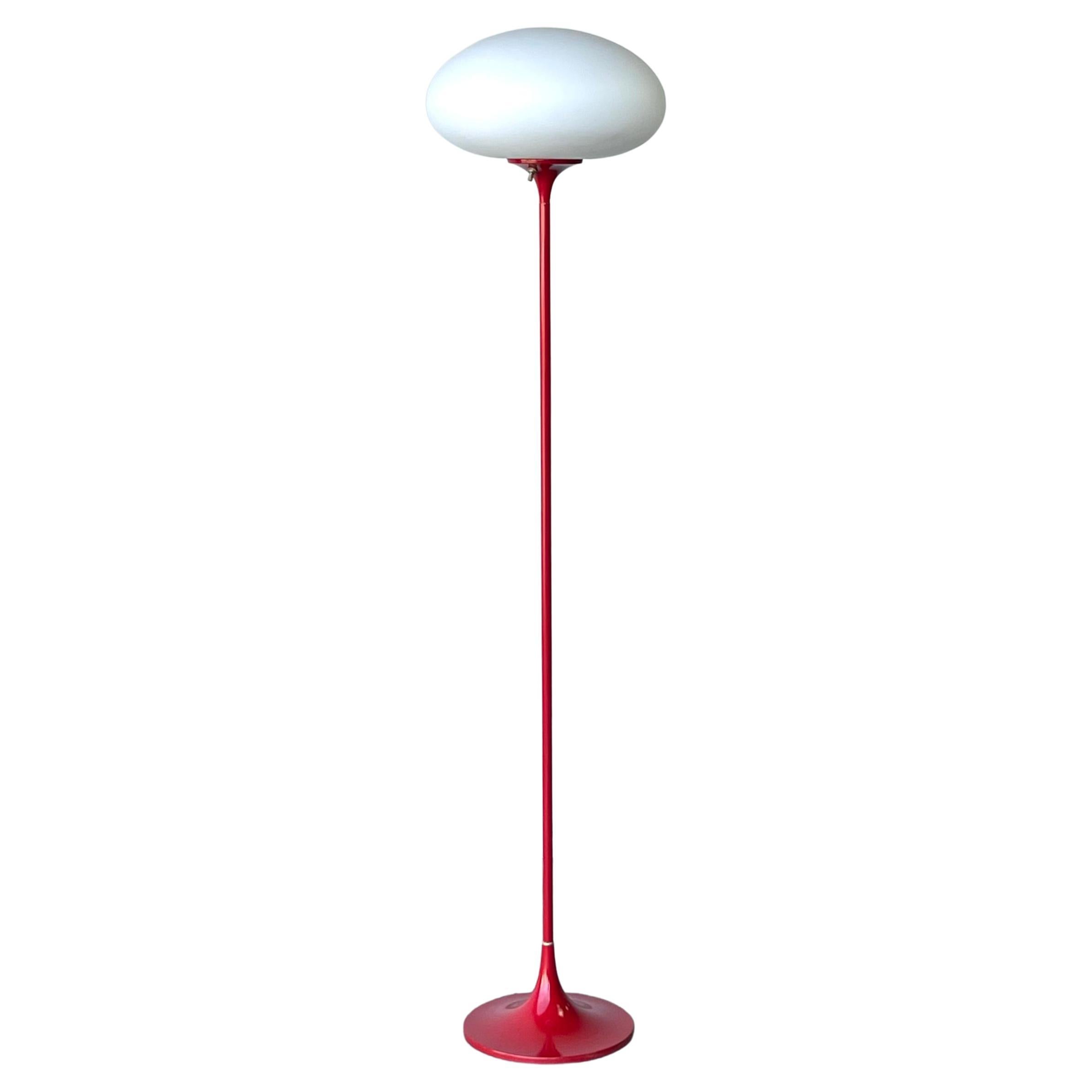 Metal Mid-Century Modern Red Laurel Mushroom Floor Lamp Designed by Bill Curry