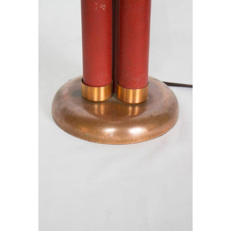 American Mid-Century Modern Red Leather Dynamite Lamp For Sale