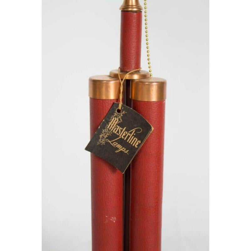 Mid-Century Modern Red Leather Dynamite Lamp In Good Condition For Sale In Canton, MA