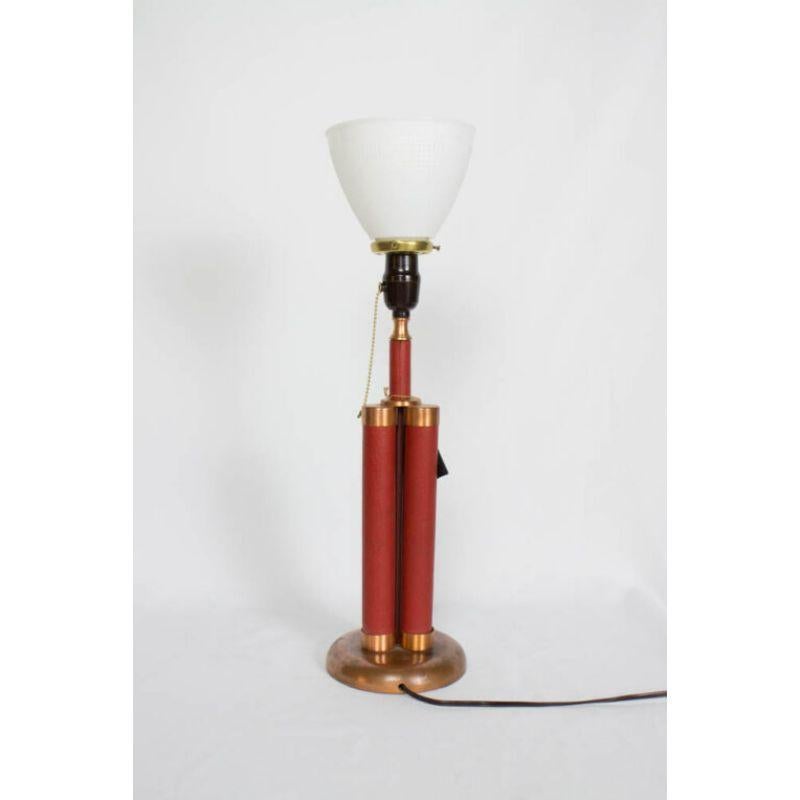 20th Century Mid-Century Modern Red Leather Dynamite Lamp For Sale