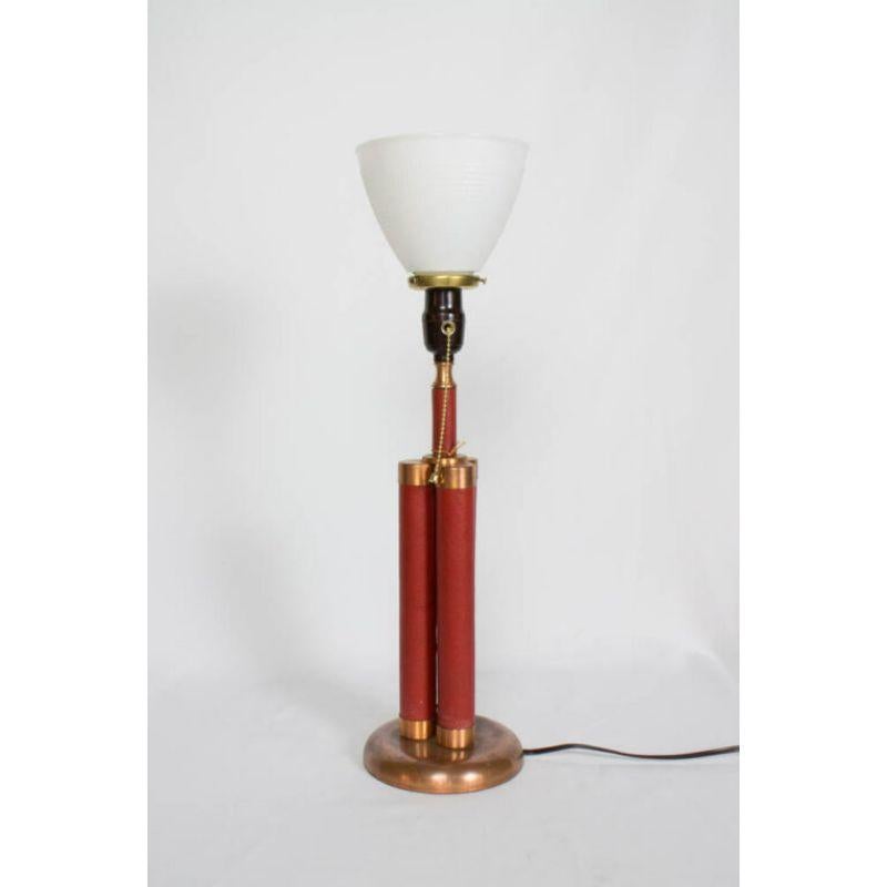 Mid-Century Modern Red Leather Dynamite Lamp For Sale 1