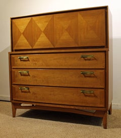 Mid-Century Modern Red Lion Co. Parquet-Front Tall Chest