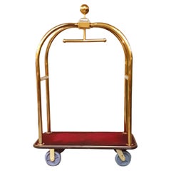 Vintage Mid-Century Modern Red Luggage Cart, '60