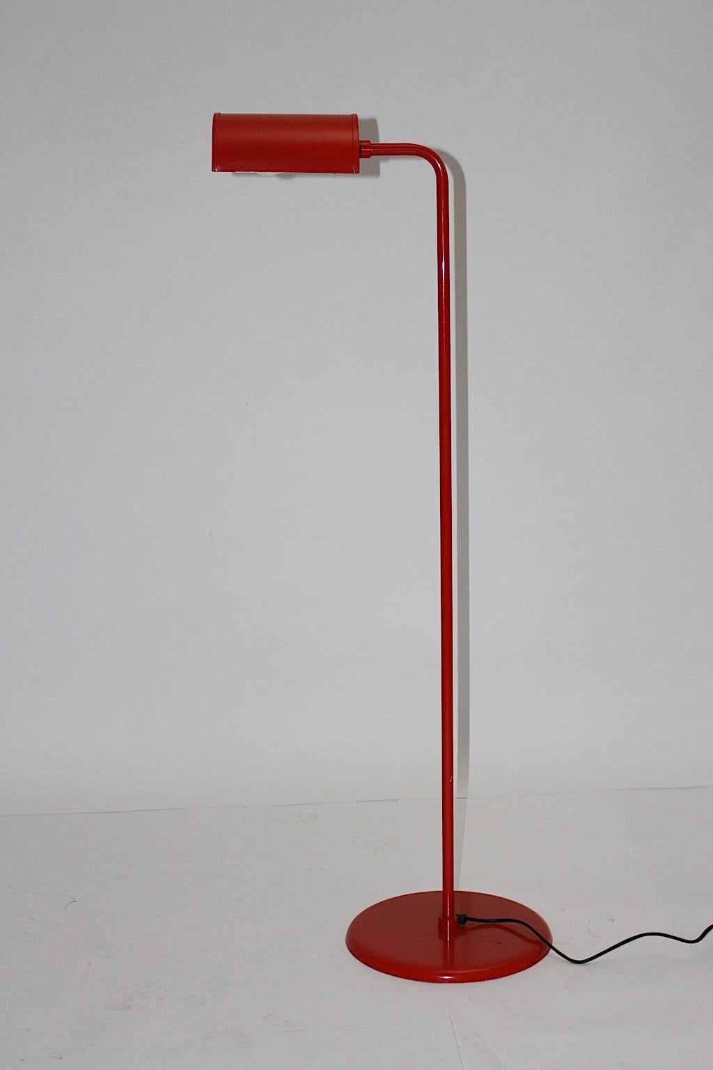 Danish Mid-Century Modern Red Metal Vintage Floor Lamp by Abo Randers, Denmark