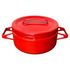 Mid-Century Modern Red Minimalist Enamel Pot Seppo Mallat Finel Finland 1960s