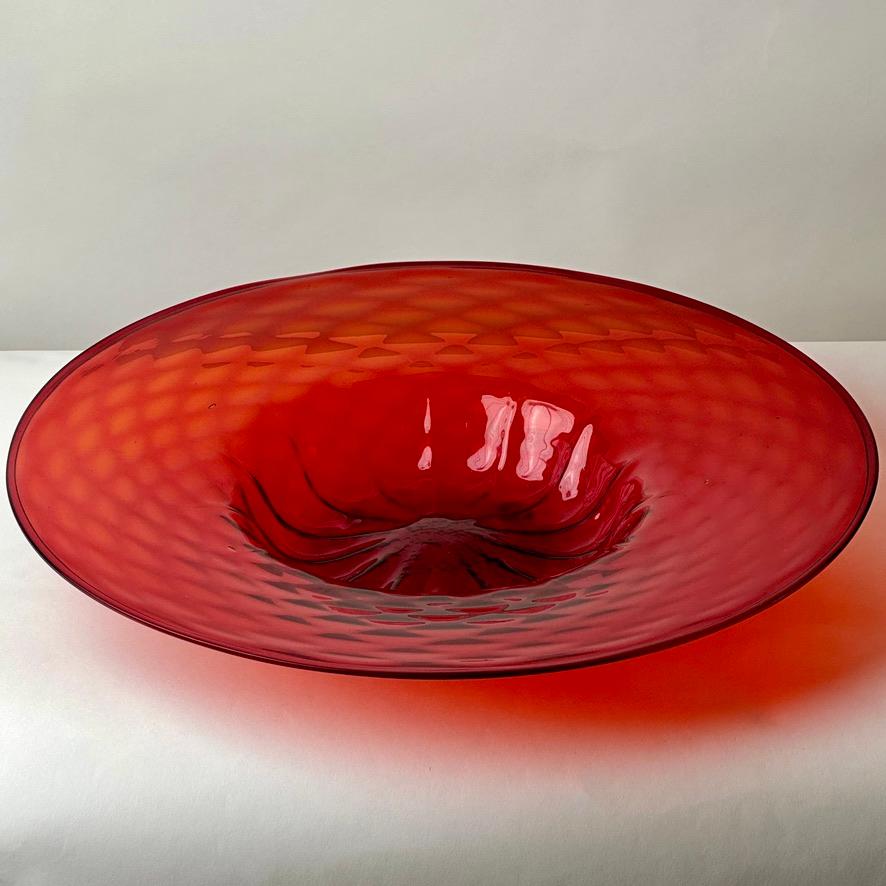 Italian Mid-Century Modern Red Murano Blown Glass Centerpiece by MVM Cappellin & Co. For Sale