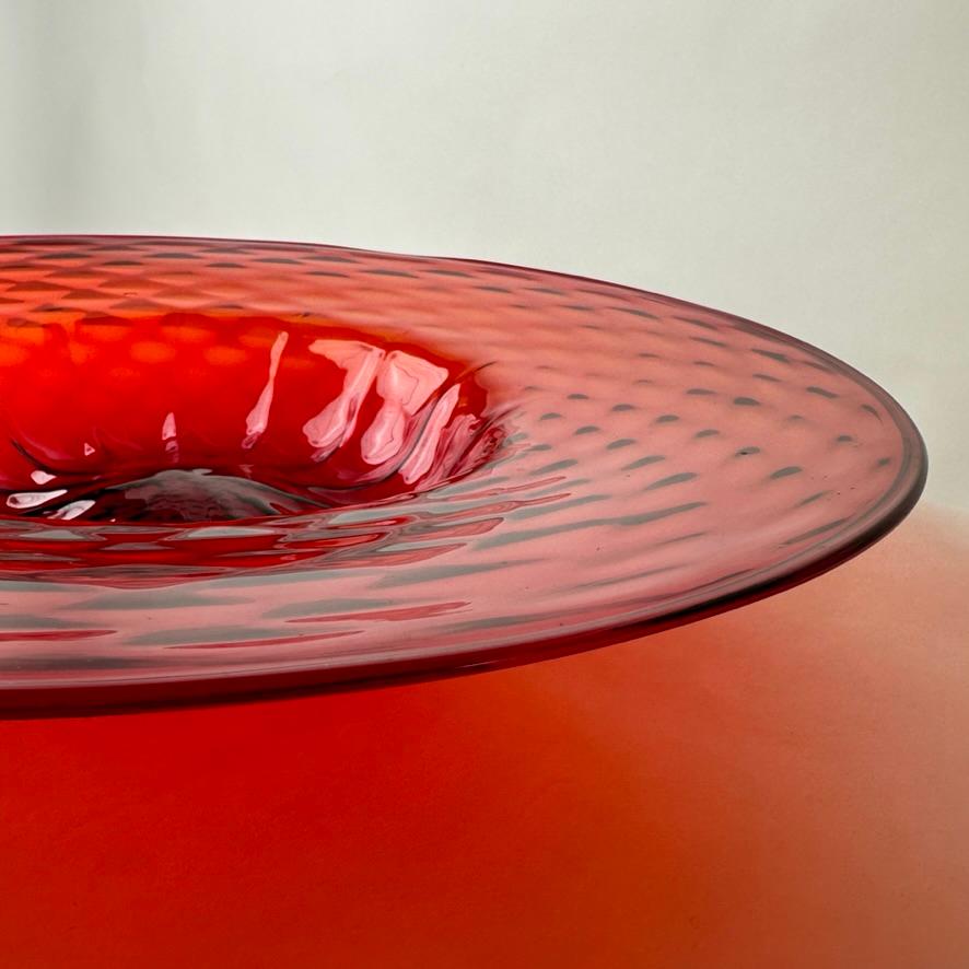 Mid-Century Modern Red Murano Blown Glass Centerpiece by MVM Cappellin & Co. In Good Condition For Sale In Firenze, Tuscany