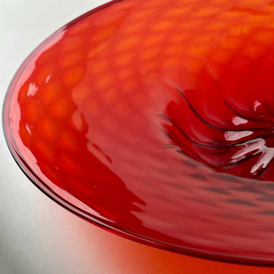 Early 20th Century Mid-Century Modern Red Murano Blown Glass Centerpiece by MVM Cappellin & Co. For Sale