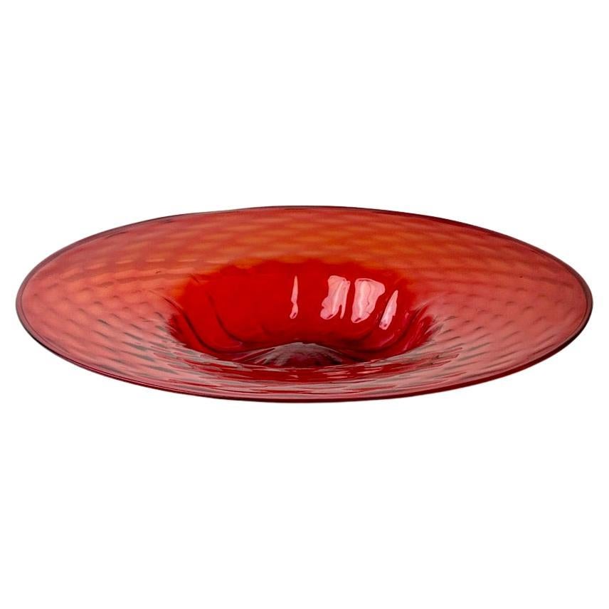 Mid-Century Modern Red Murano Blown Glass Centerpiece by MVM Cappellin & Co. For Sale