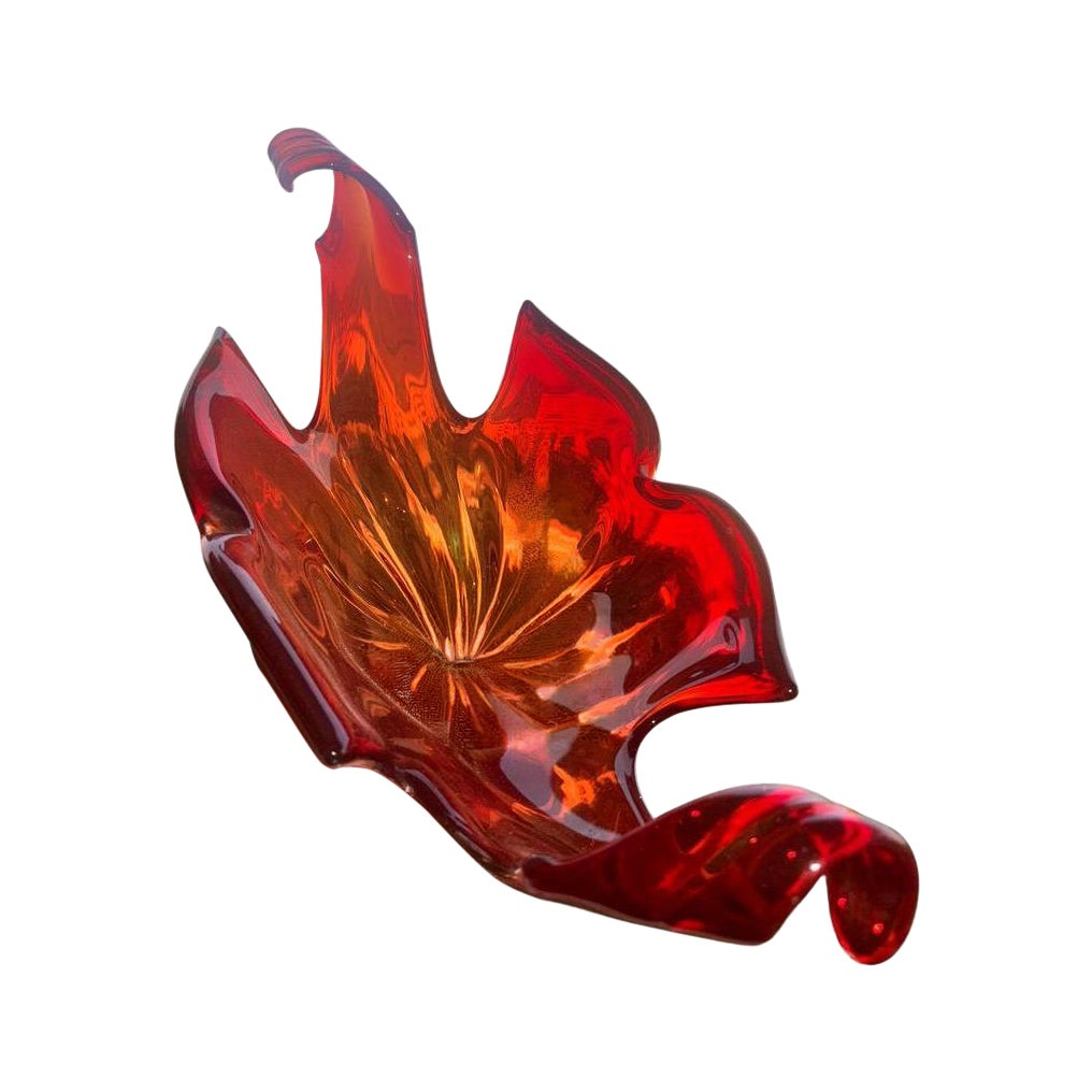 Red Murano Glass Sculptural Centerpiece, 1950s Mid-Century Modern Design