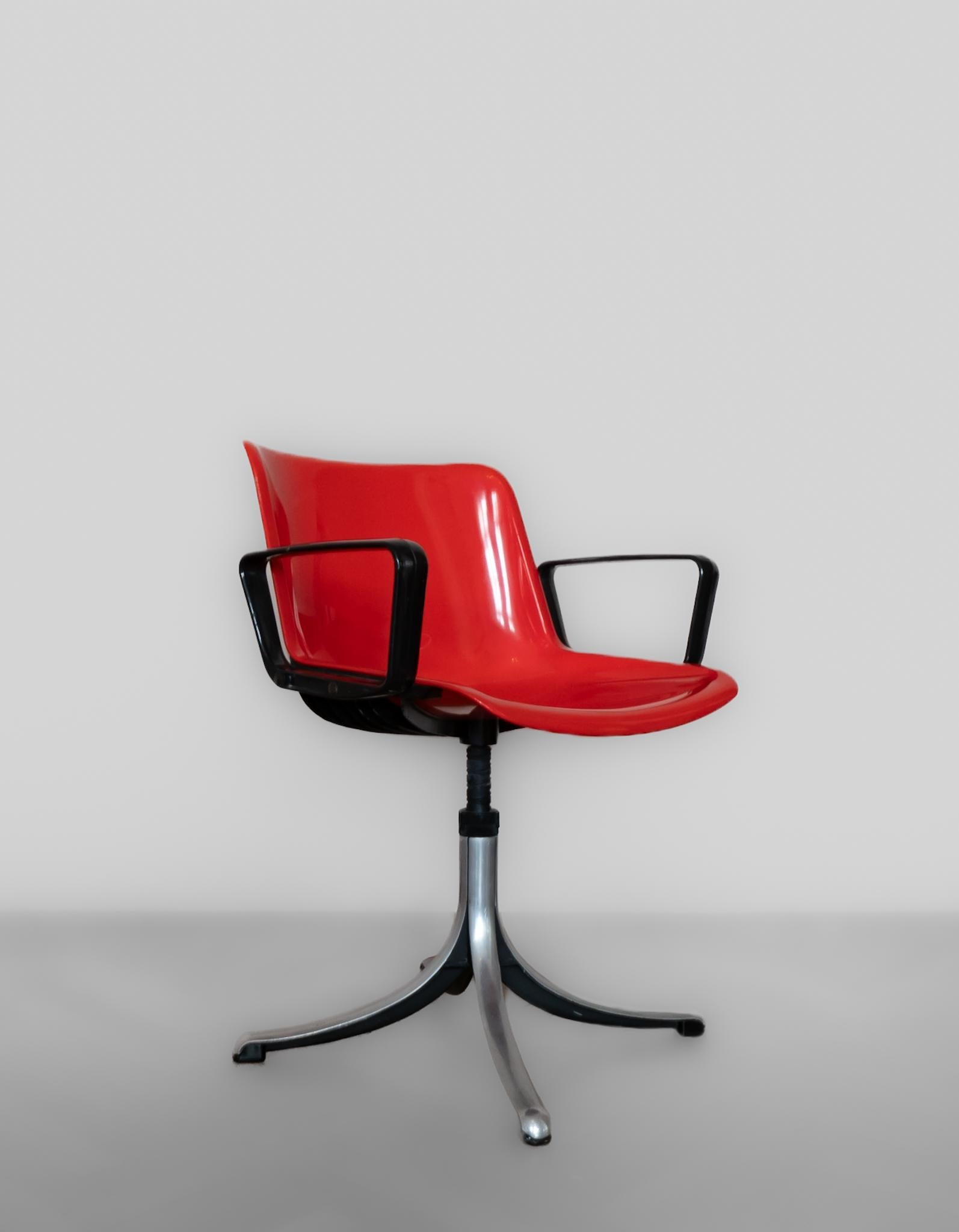 Mid-Century Modern Red Office Chair Modus by Osvaldo Borsani, Italy 1970 For Sale 8