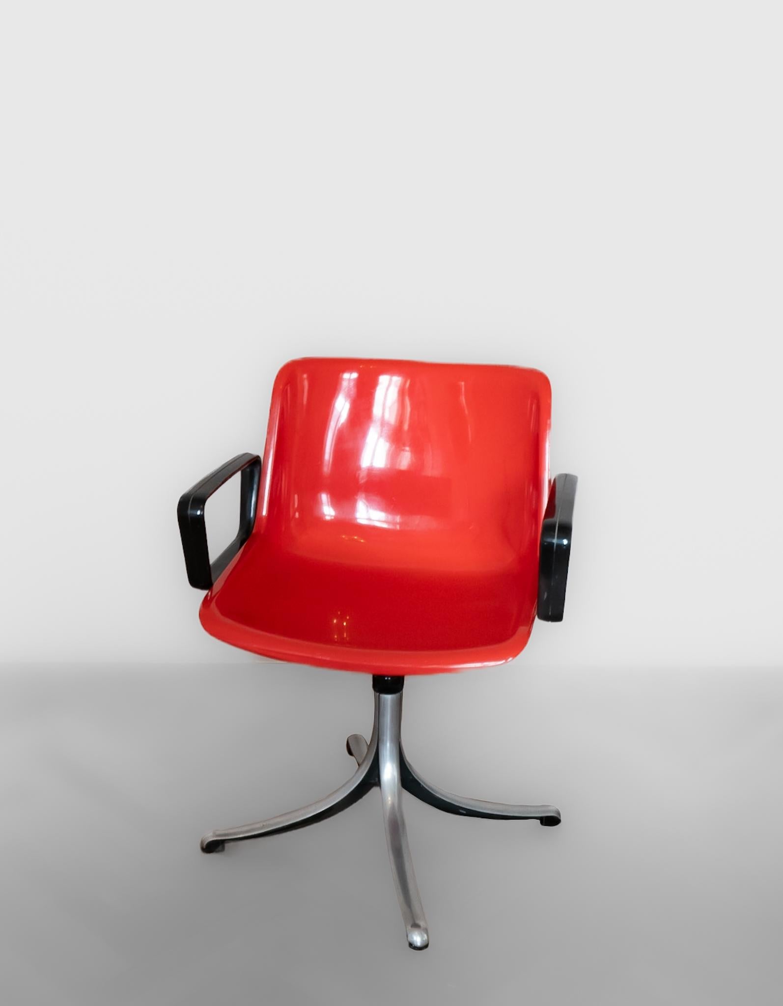 Mid-Century Modern Red Office Chair Modus by Osvaldo Borsani, Italy 1970 For Sale 11