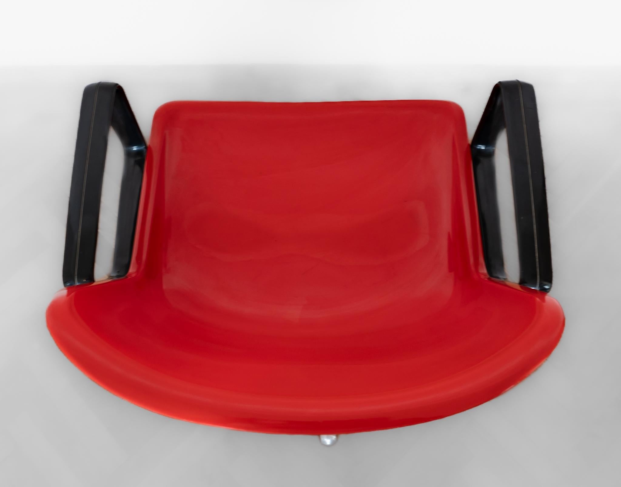 Aluminum Mid-Century Modern Red Office Chair Modus by Osvaldo Borsani, Italy 1970 For Sale