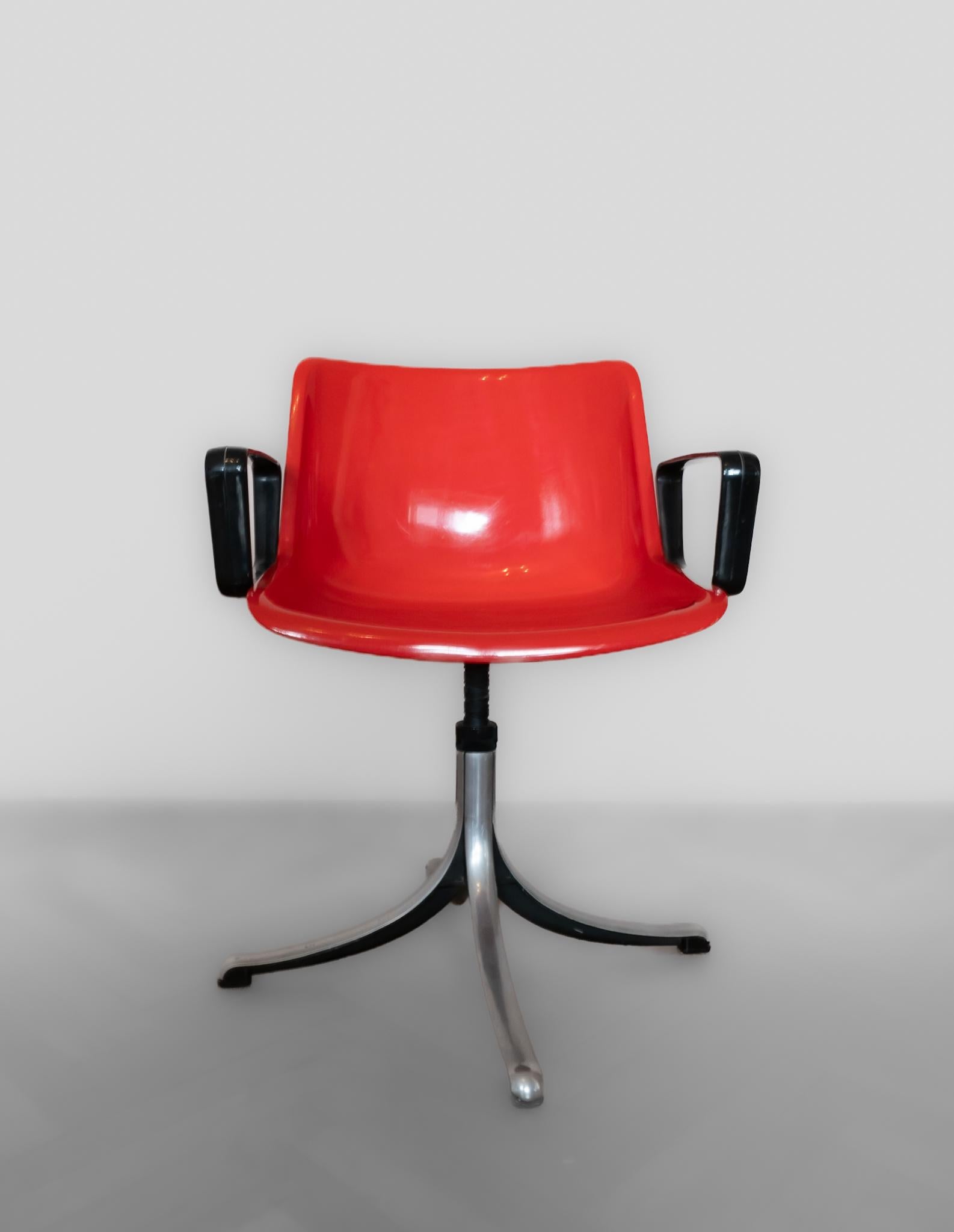 Mid-Century Modern Red Office Chair Modus by Osvaldo Borsani, Italy 1970 For Sale 2