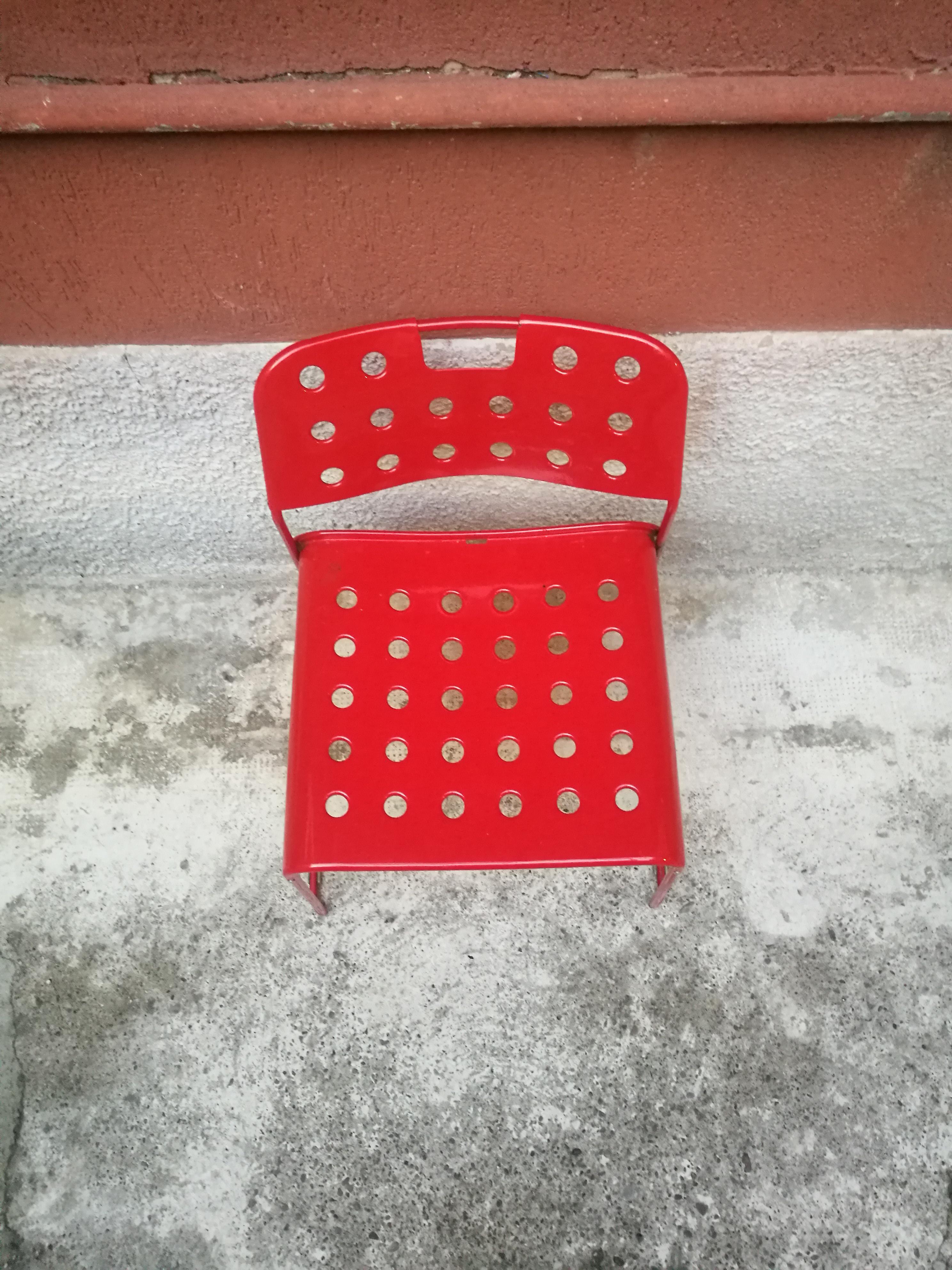 Mid-Century Modern Red Omstak Chairs by Rodney Kinsman for Bieffeplast, 1972 2