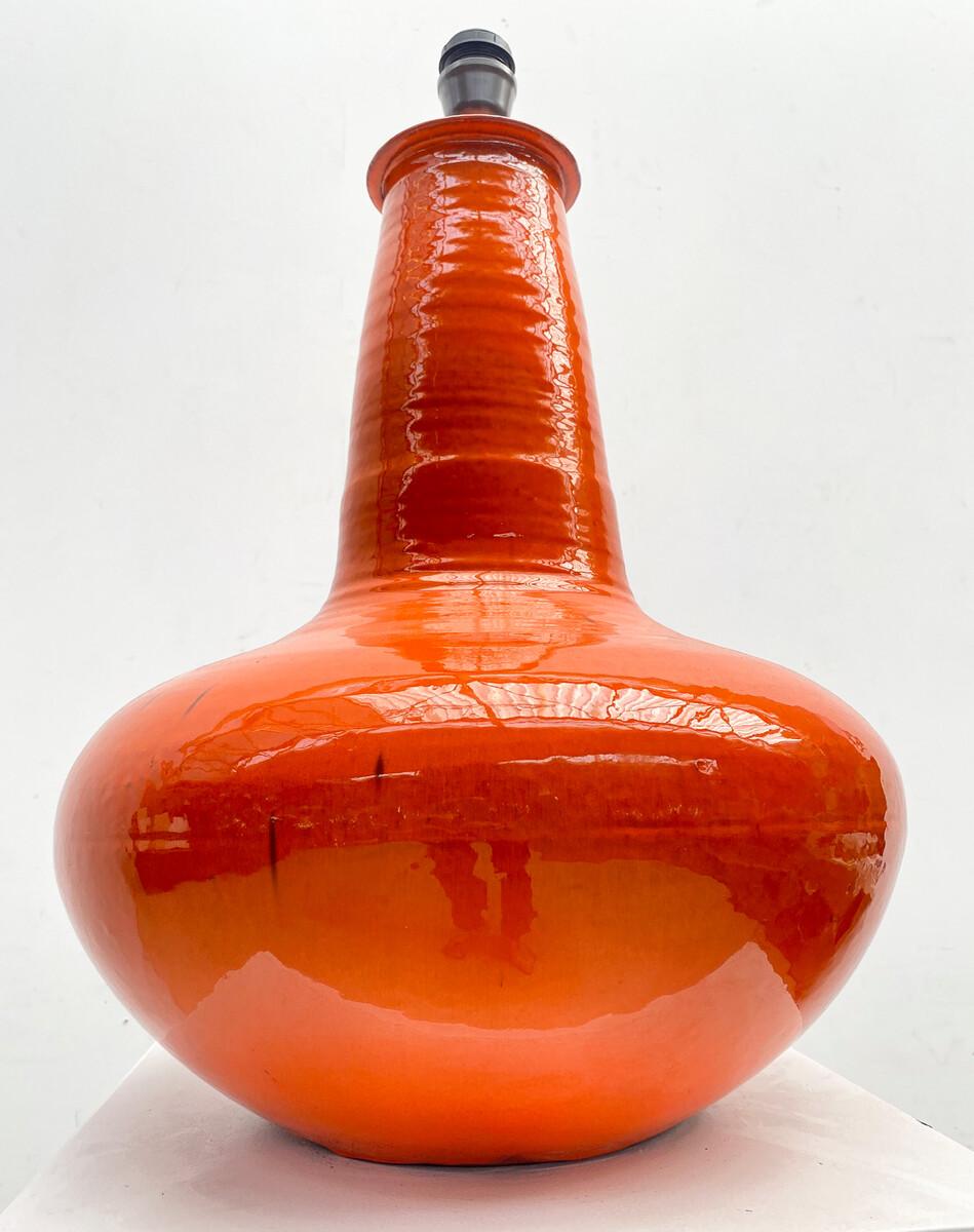 Mid-Century Modern Red/Orange Ceramic Table Lamp, Belgium, 1960s For Sale 1
