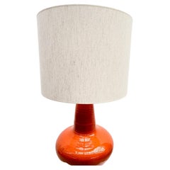 Mid-Century Modern Red/Orange Ceramic Table Lamp, Belgium, 1960s