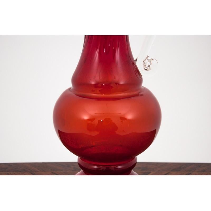 Polish Mid-Century Modern Red/Orange Jug, Poland, 1980s For Sale