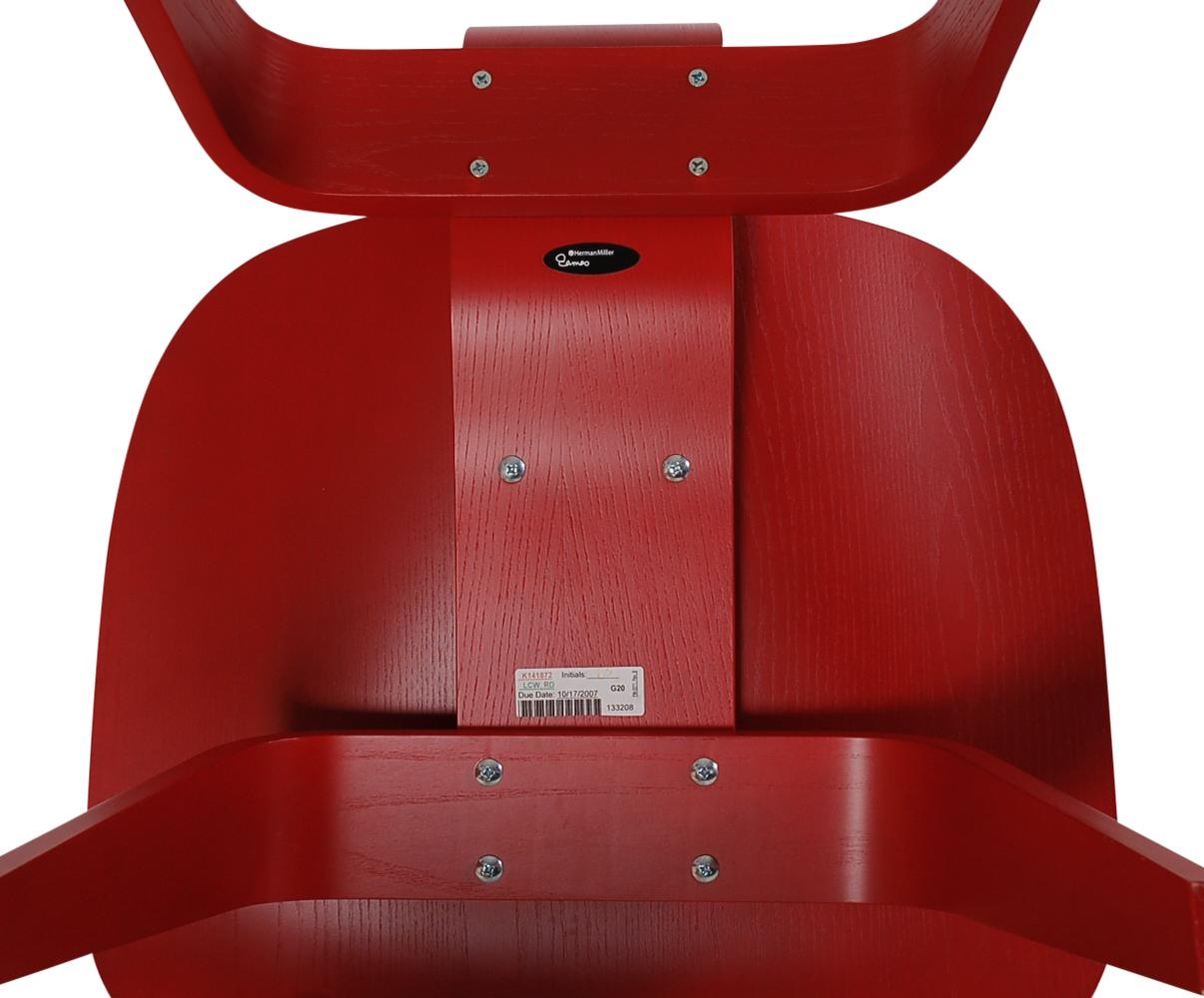 Contemporary Mid-Century Modern Red Plywood Lounge LCW Chairs by Eames for Herman Miller