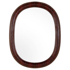 Mid-Century Modern Red Snakeskin Mirror in Embossed Leather