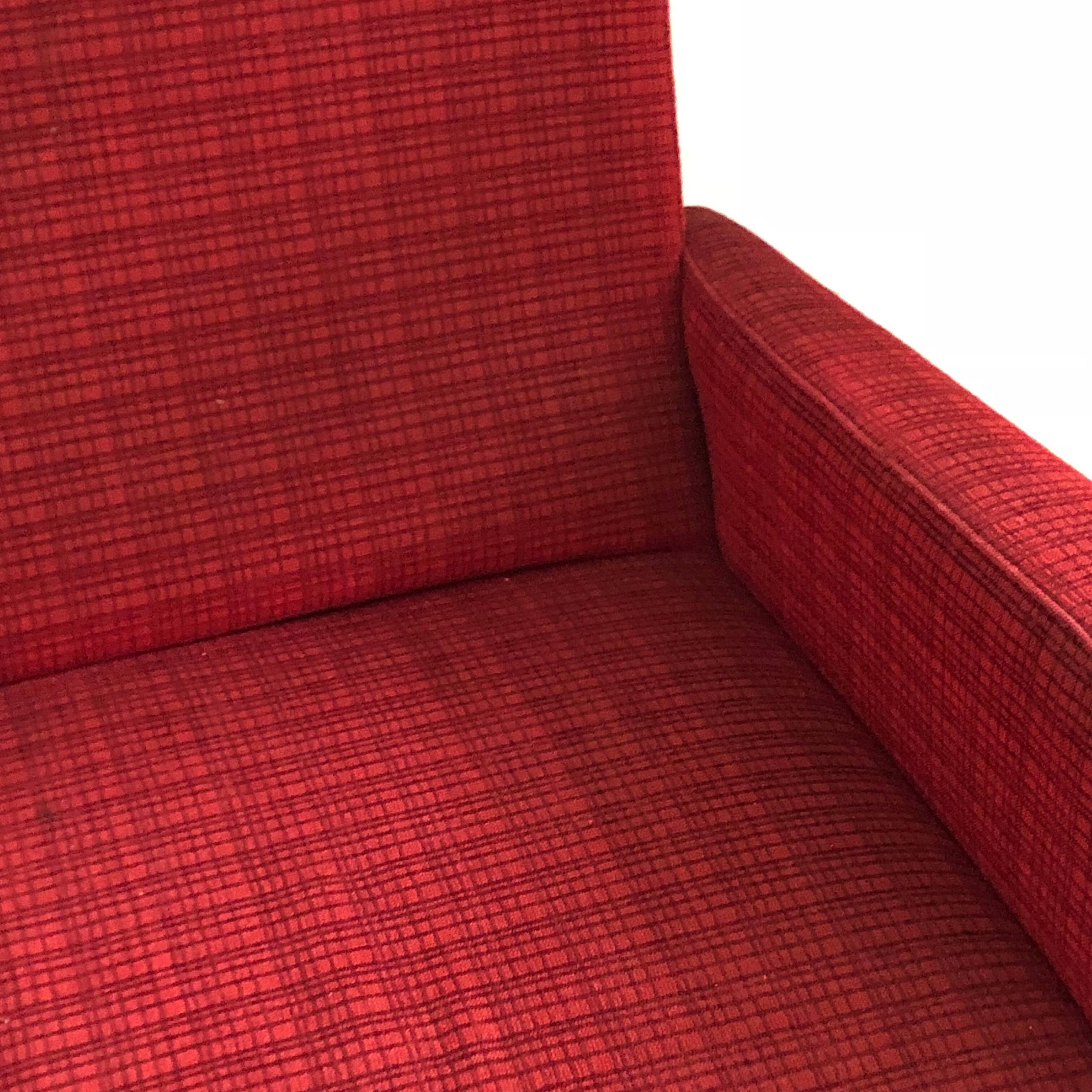 Mid-Century Modern Red fabric Sofa and Armchairs, Italy, circa 1950 9