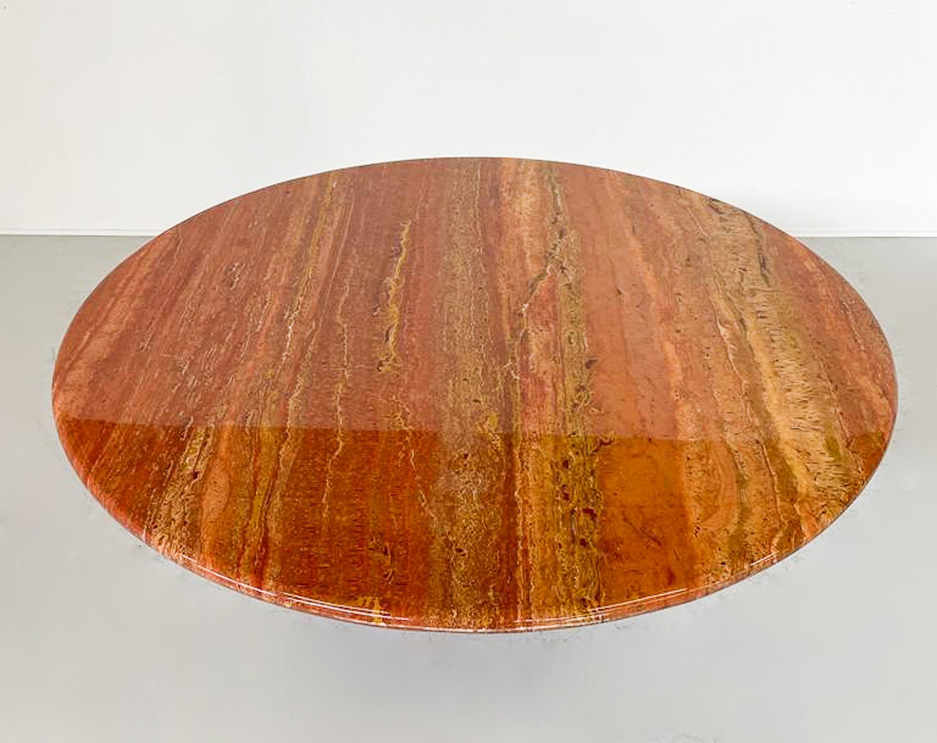 Mid-Century Modern Red Travertine Dining Table 