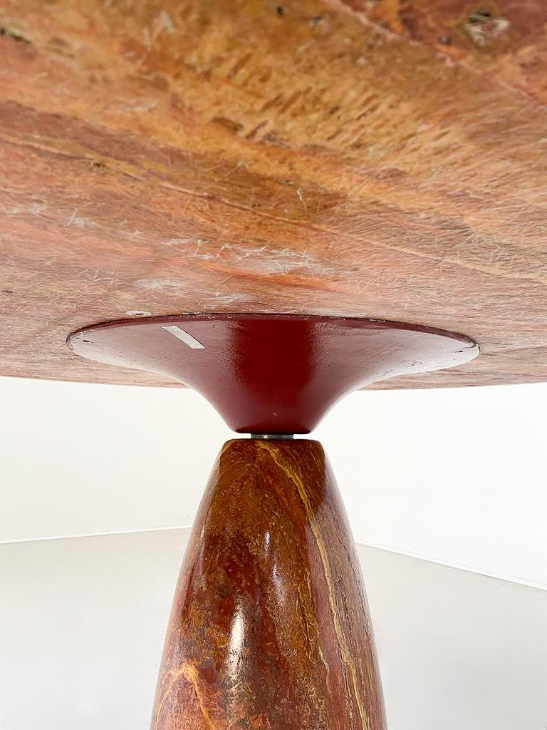 German Mid-Century Modern Red Travertine Dining Table 