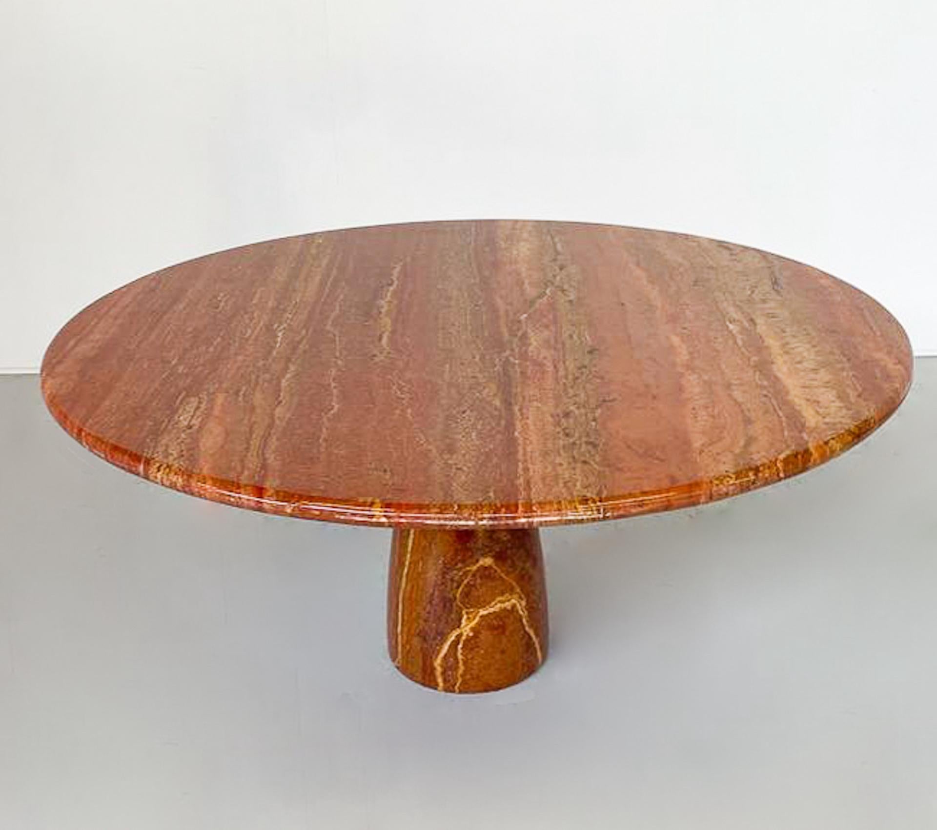 Late 20th Century Mid-Century Modern Red Travertine Dining Table 