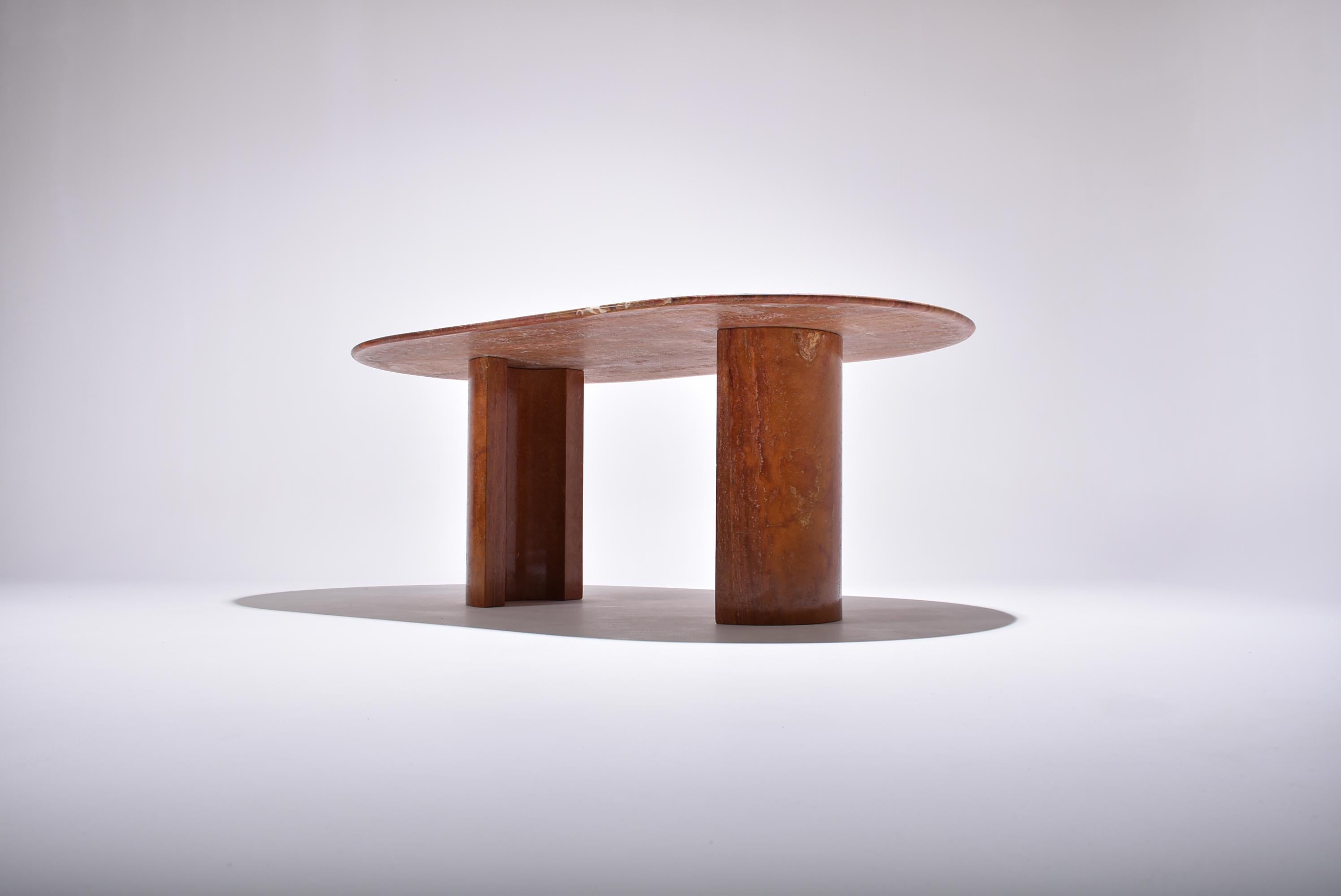 red travertine dining table