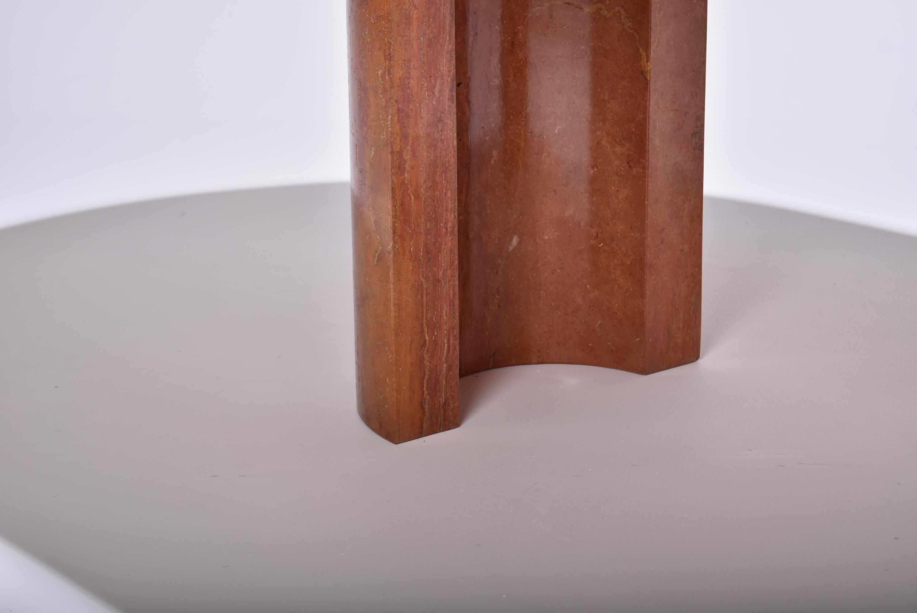 Italian Mid-Century Modern Red Travertine Dining Room Table, Italy, 1970