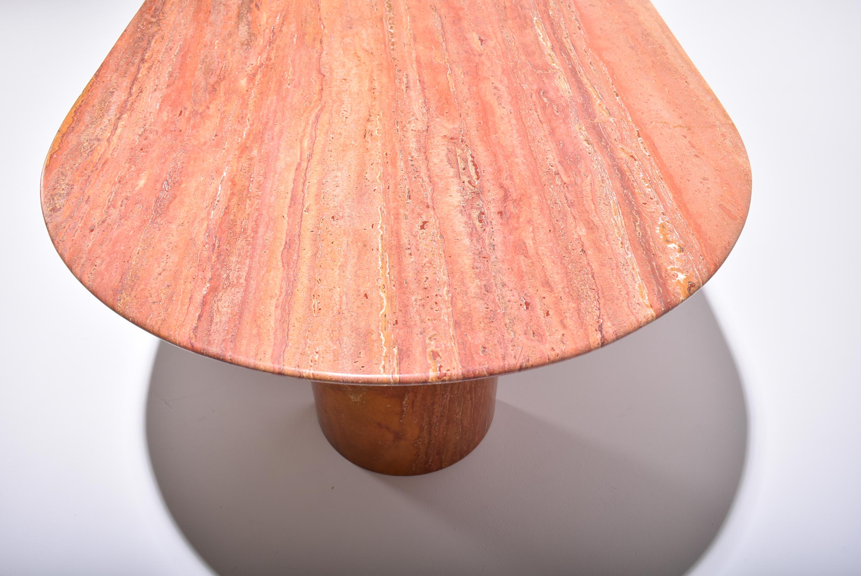 Late 20th Century Mid-Century Modern Red Travertine Dining Room Table, Italy, 1970