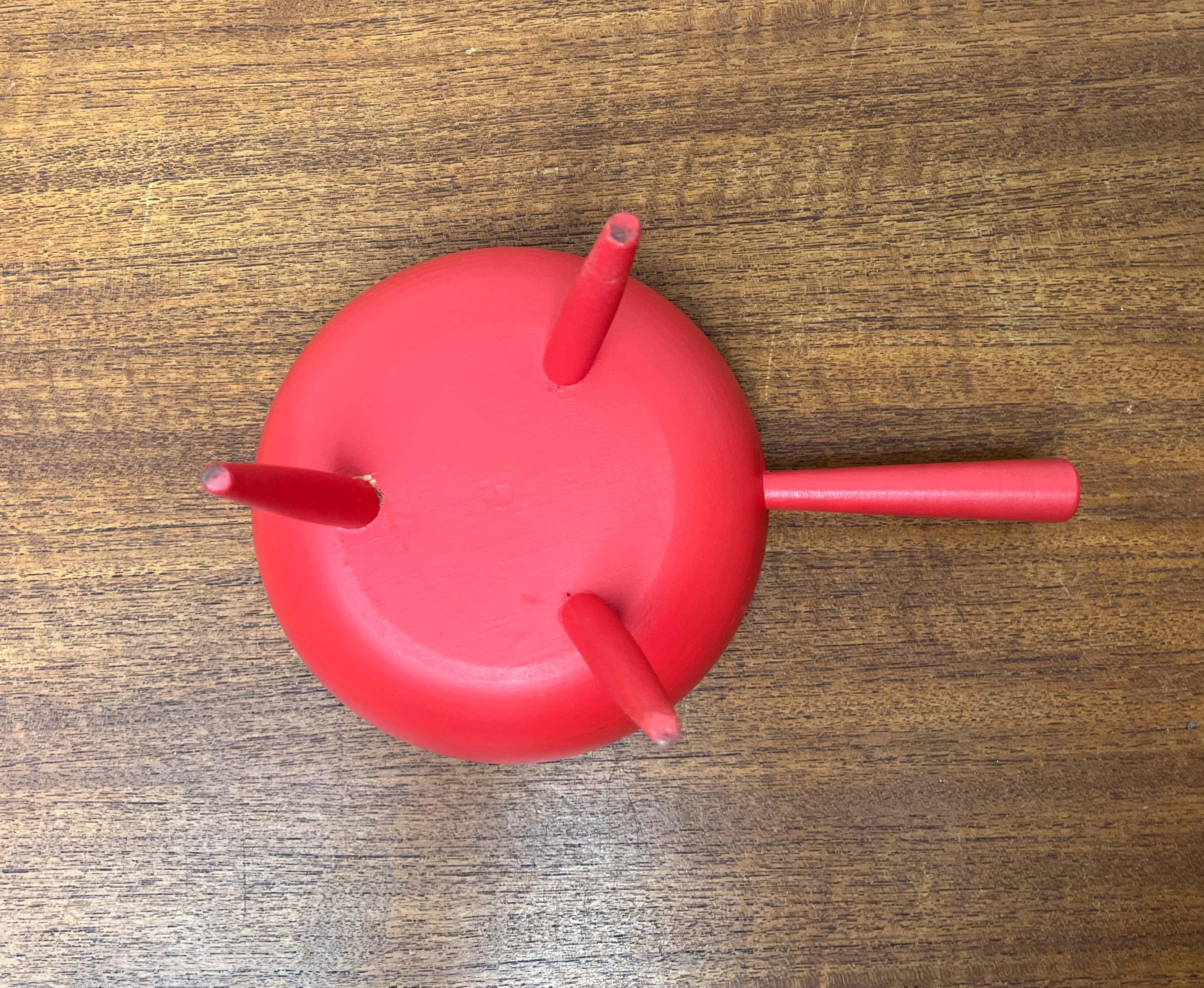 Mid-Century Modern Red Tripod Bowl in Wood from Paavo Asikainen, Finland, 1960s For Sale 15