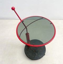 Mid-Century Modern Red Trolley, Metal, Marble and Glass, 1950s