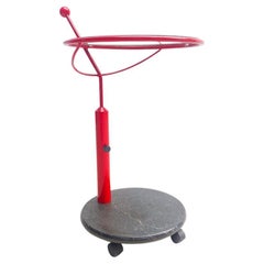 Mid-Century Modern Red Trolley, Metal, Marble and Glass, 1950s