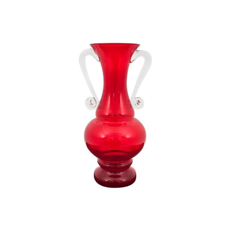 MidCentury Modern Red Vase, Poland, 1980s For Sale at 1stDibs