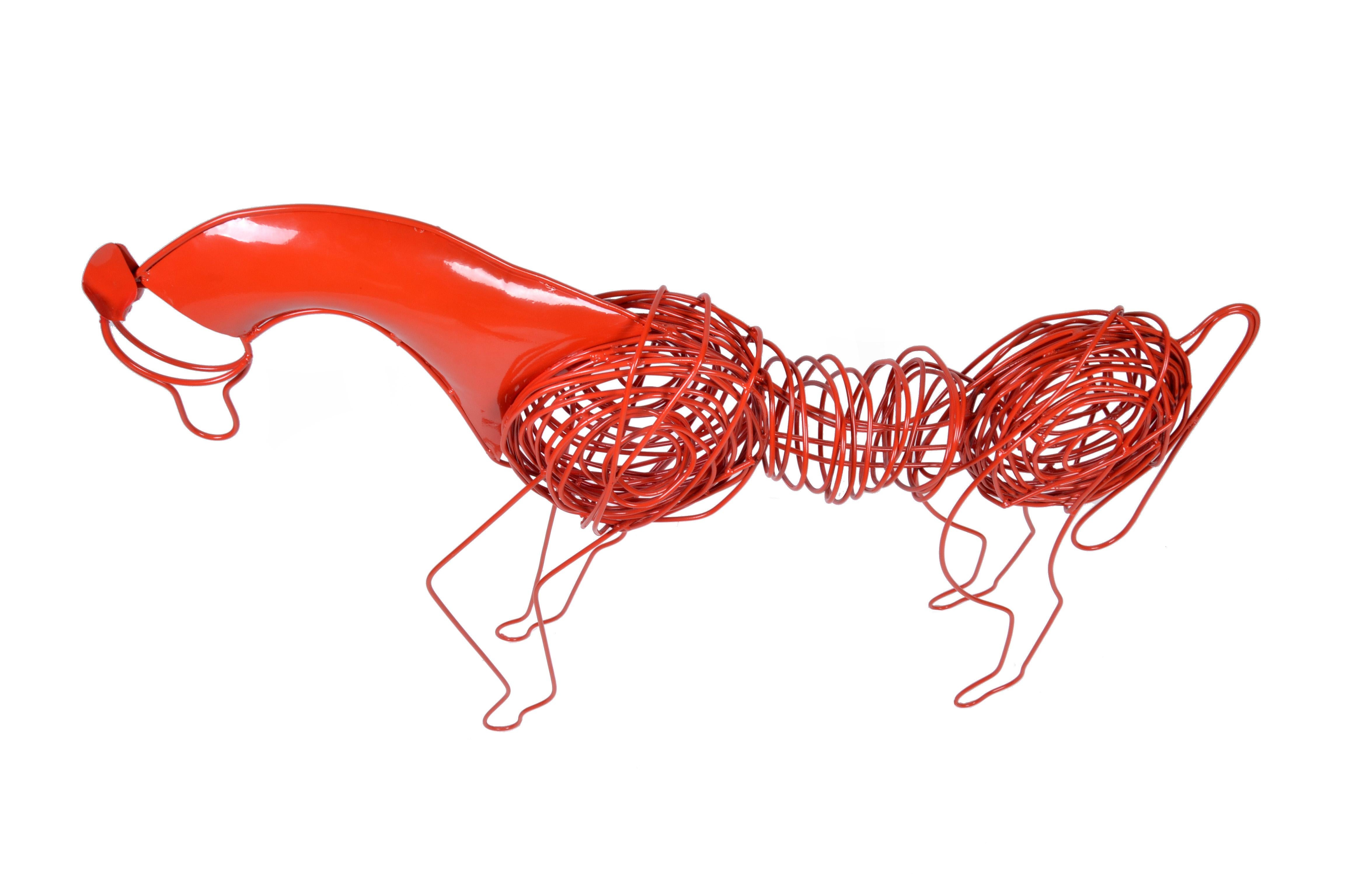 Mid-Century Modern Red Wire Horse Sculpture In Excellent Condition In Miami, FL