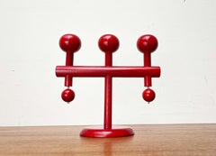 Mid-Century Modern Red Wooden Candle Holder from Aarikka, Finland, 1960s