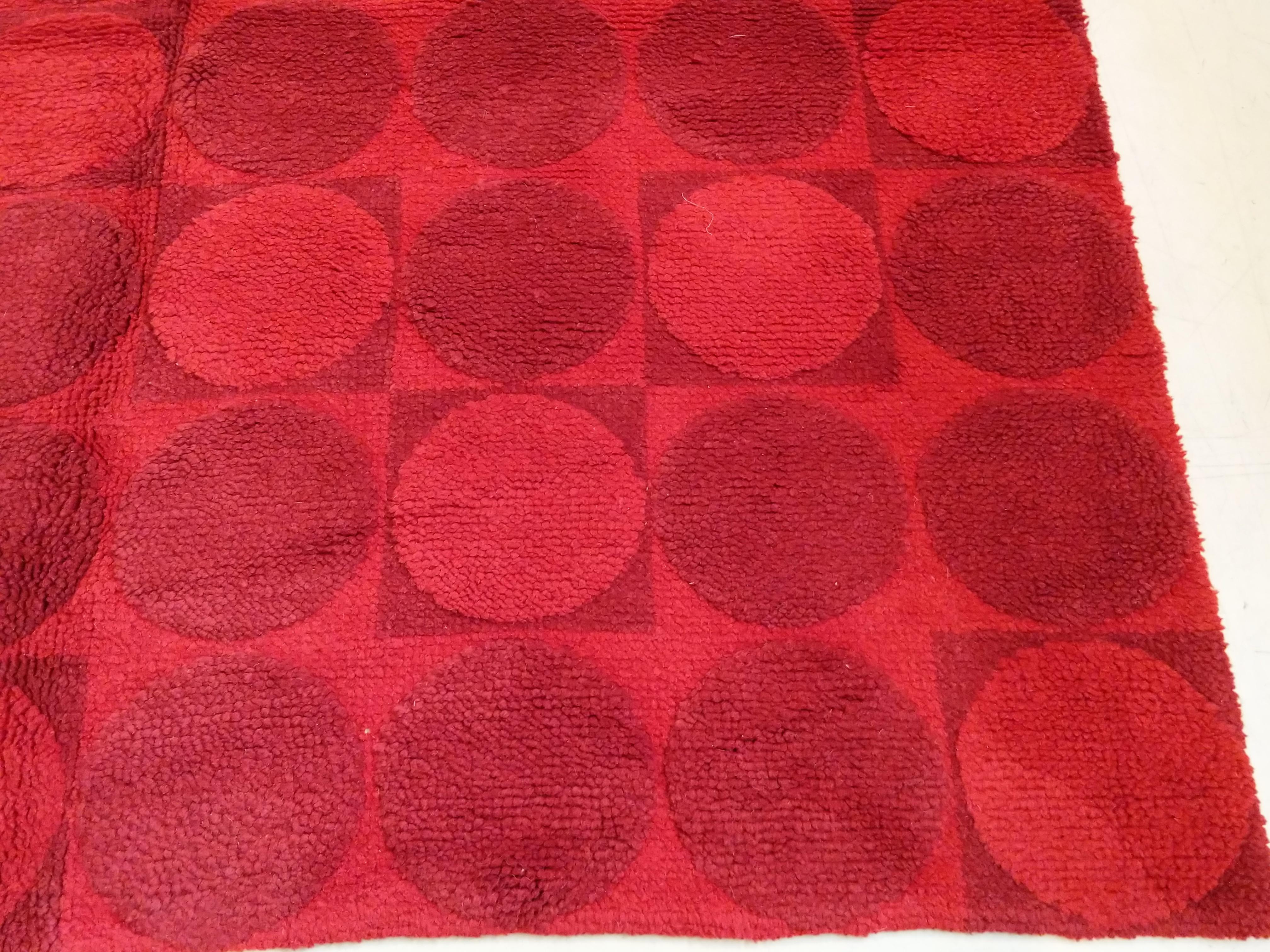 German Mid-Century Modern Red Wool Rug For Sale
