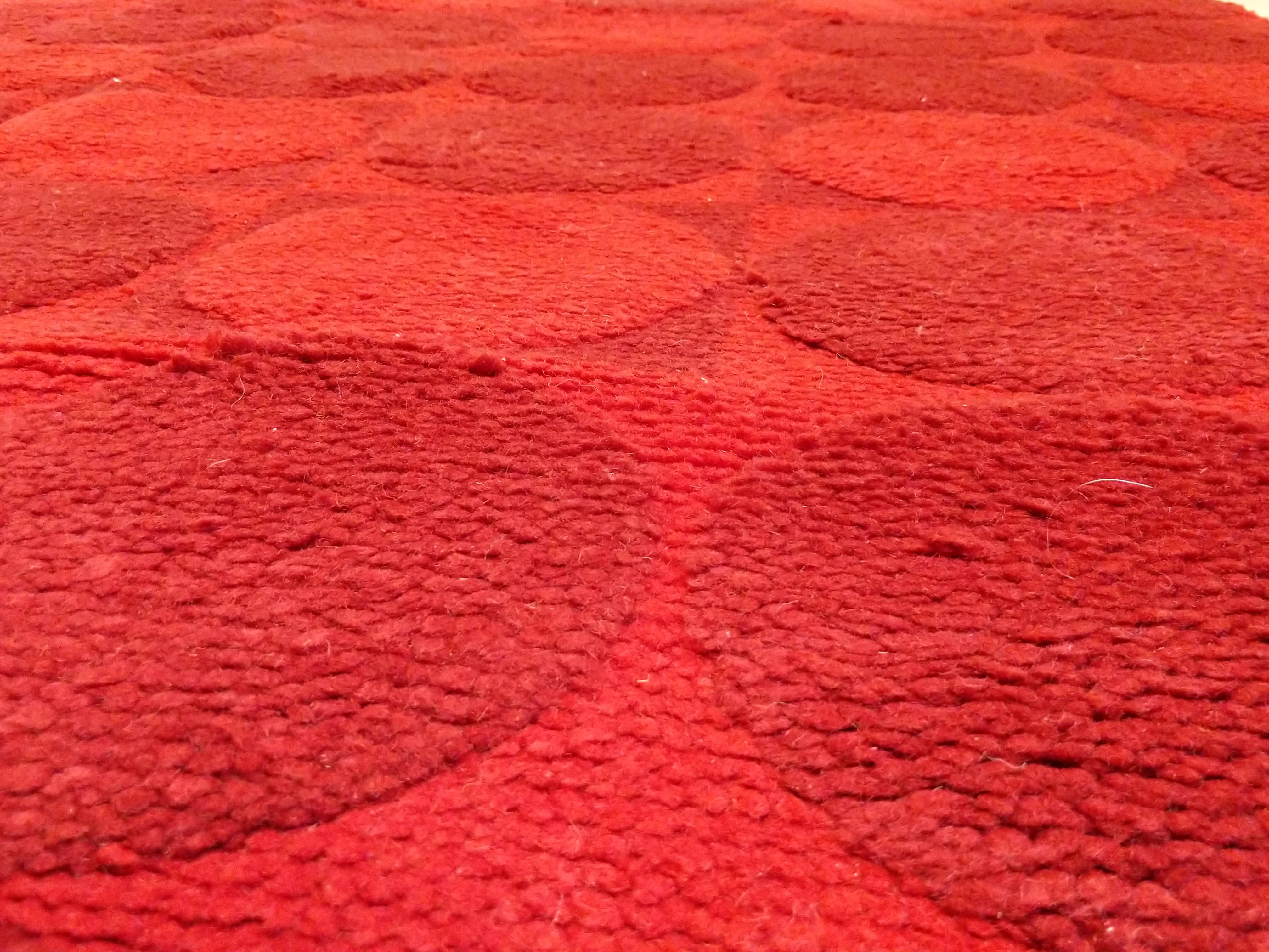 Mid-20th Century Mid-Century Modern Red Wool Rug For Sale