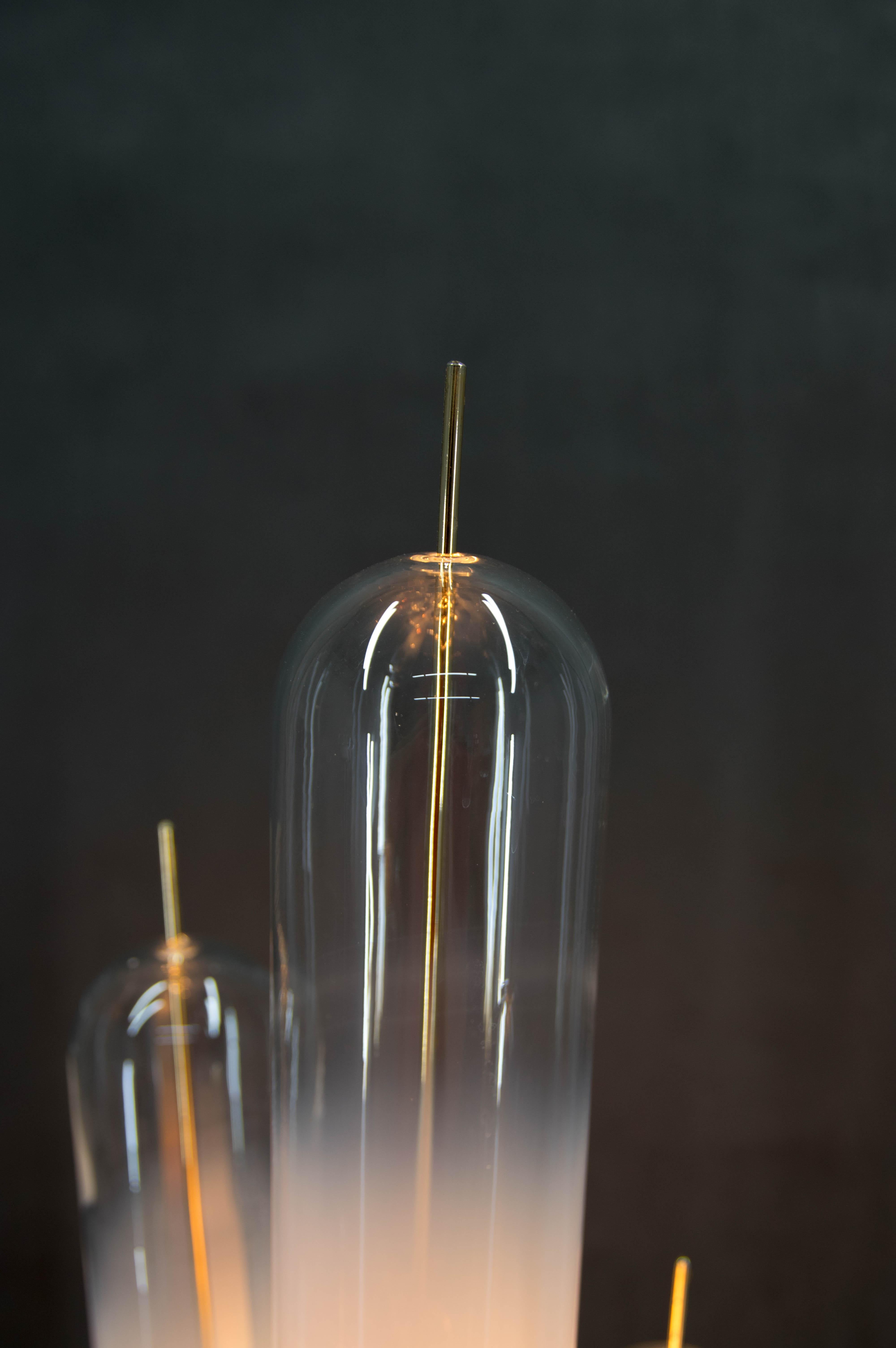 Mid-Century Modern Reed Floor Lamp Murano Glass Metal by Mazzega, Italy, 1970s For Sale 3