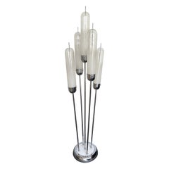 Mid-Century Modern Reed Floor Lamp Murano Glass Metal by Mazzega, Italy, 1970s