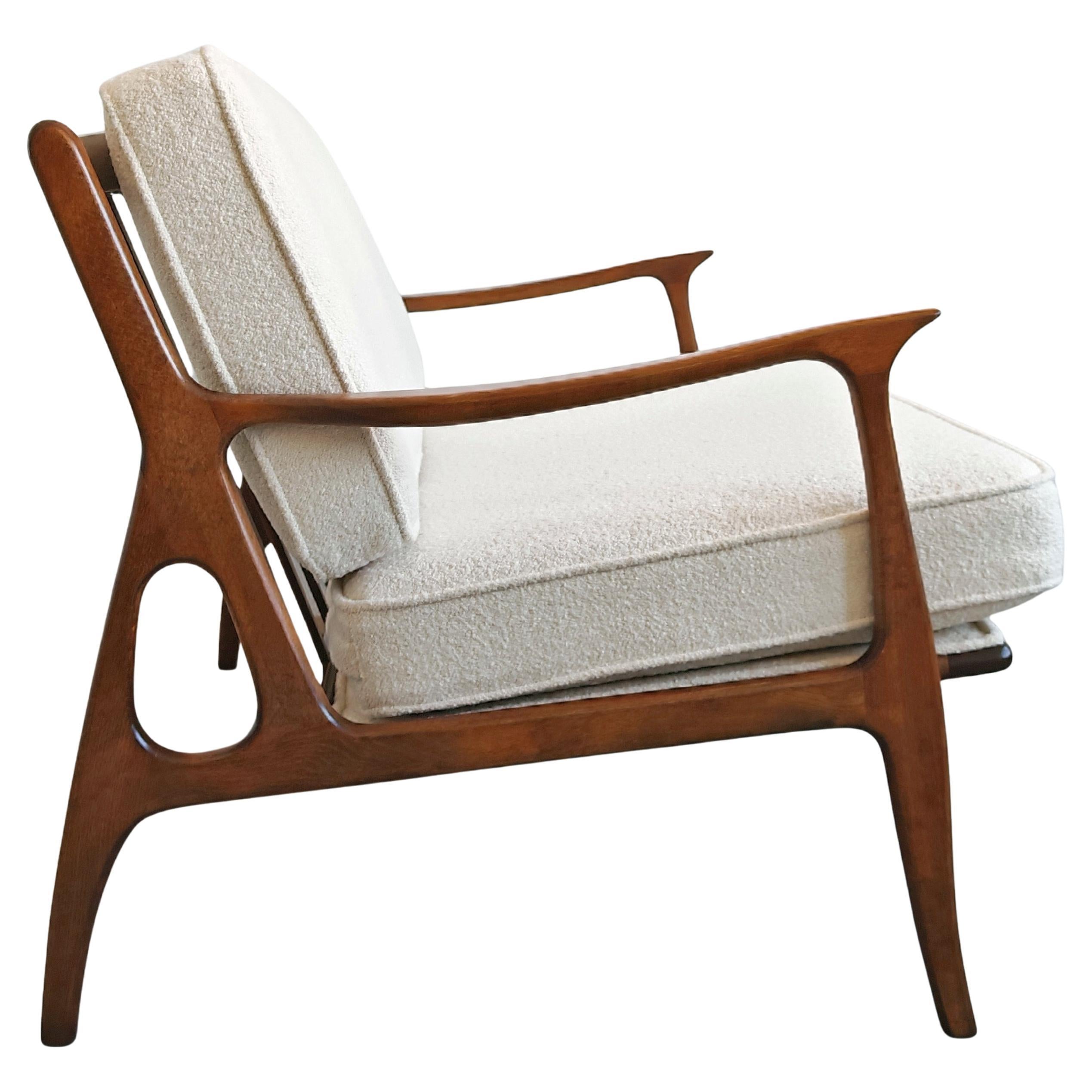 Poltrona moderna di metà secolo ristrutturata, attribuita ad Arne Vodder, Danimarca 1960