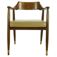 Sillón moderno de mediados de siglo Regan de piel de castaño