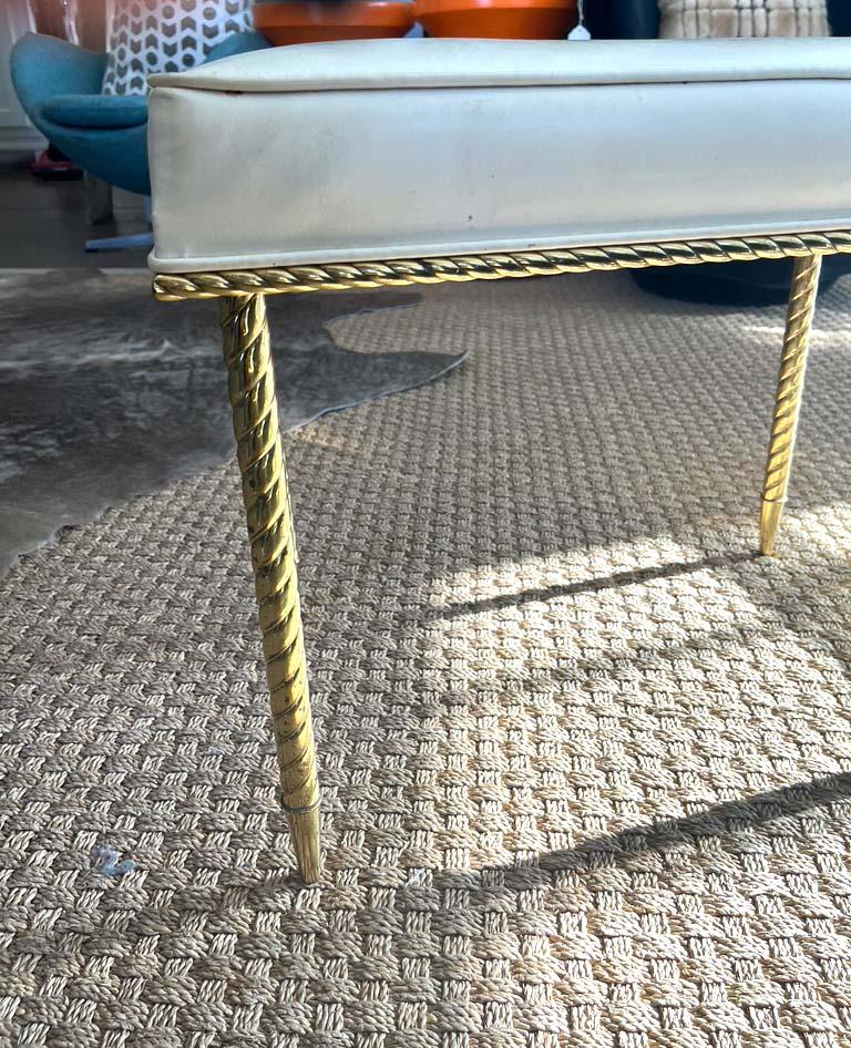 Mid-Century Modern Regency Style Bench by Charles Hollis Jones in Brass, a Pair 1