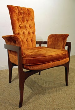 Mid-Century Modern Regency Walnut Open Arm or Accent Chair