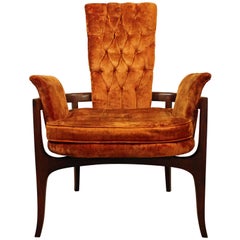 Mid-Century Modern Regency Walnut Open Arm or Accent Chair
