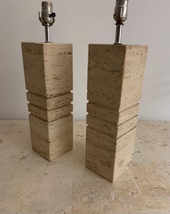 Travertine Table Lamps, 1960s by Goffredo Reggiani for Raymor
