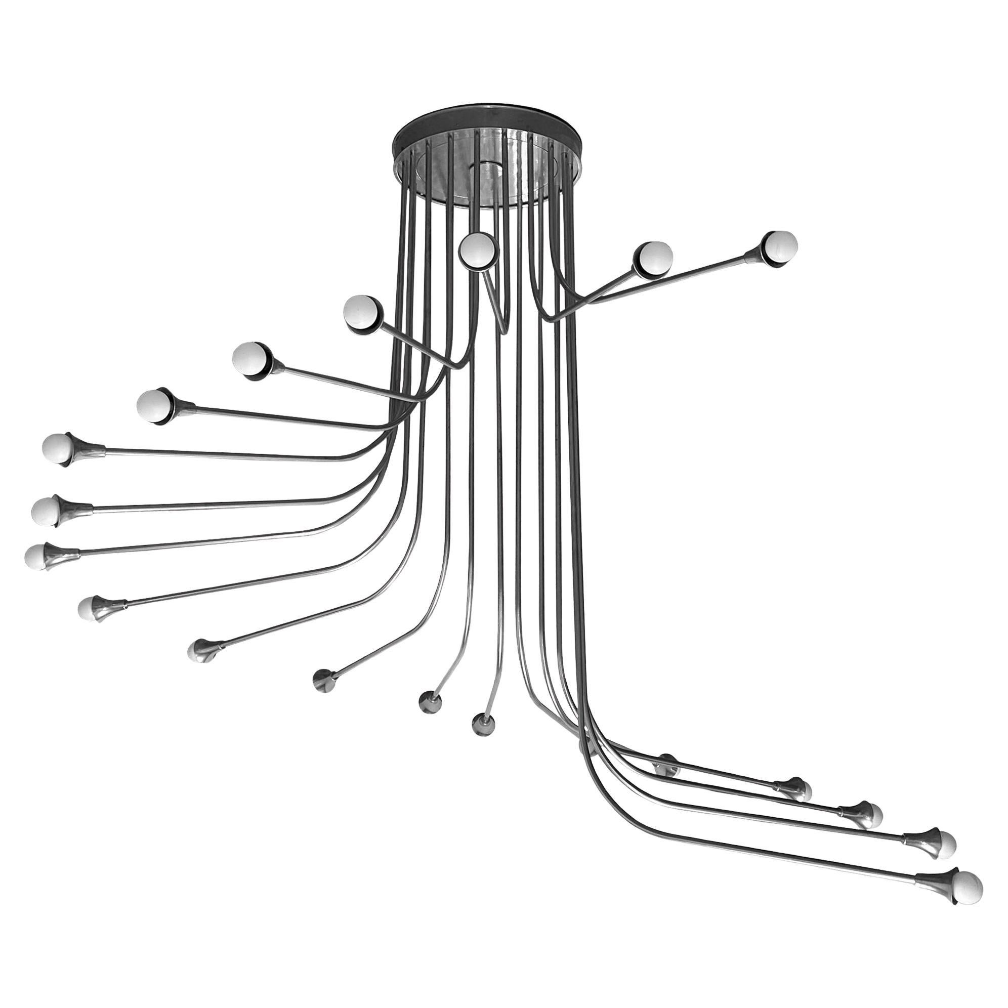 Lampadario di stile Reggiani di 5 piedi in stile Mid Century Moderno Lampada di grande effetto