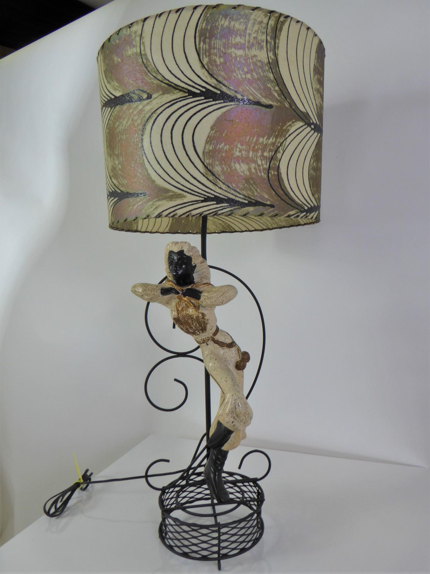 Mid-Century Modern Mid Century Modern Reglor of California Plaster Table Lamp Gaucho Girl 1950s. For Sale