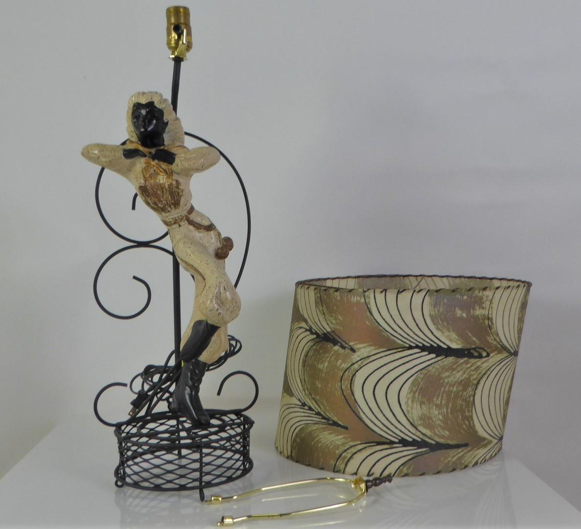 Mid Century Modern Reglor of California Plaster Table Lamp Gaucho Girl 1950s. For Sale 2
